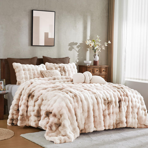 Wonderful faux rabbit fur close-up highlighting soft pile and silky touch for comfort