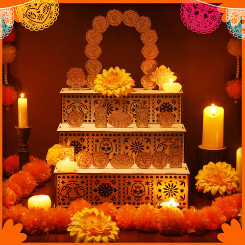 Wonderjune decorated with marigolds showing festive Dia de los Muertos styling
