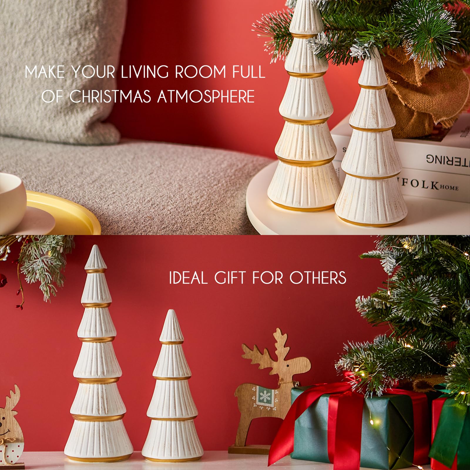WONDROUS' DECO large tree on mantel adding modern-rustic holiday focal point