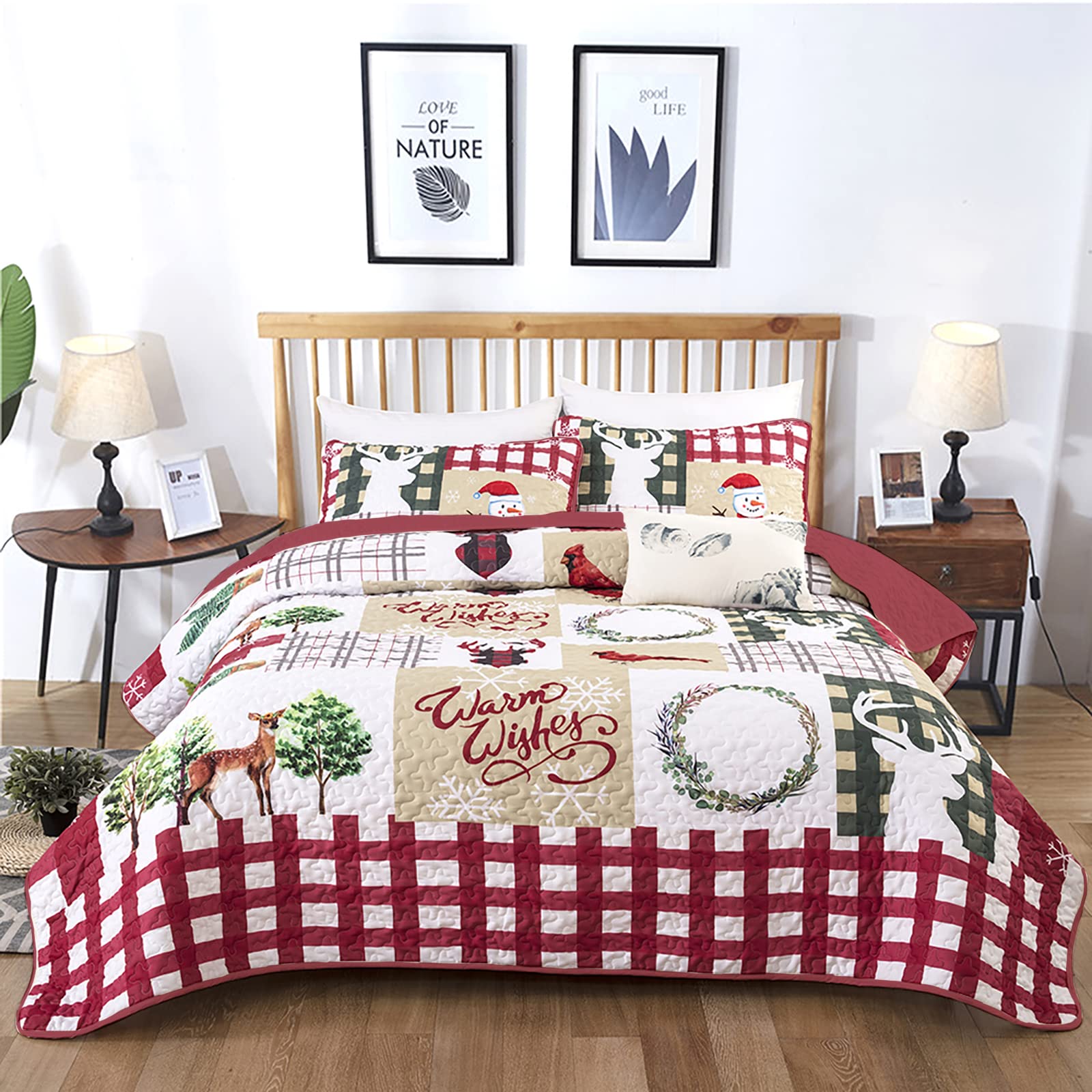 WONGS BEDDING front view showing festive patchwork and cozy appeal
