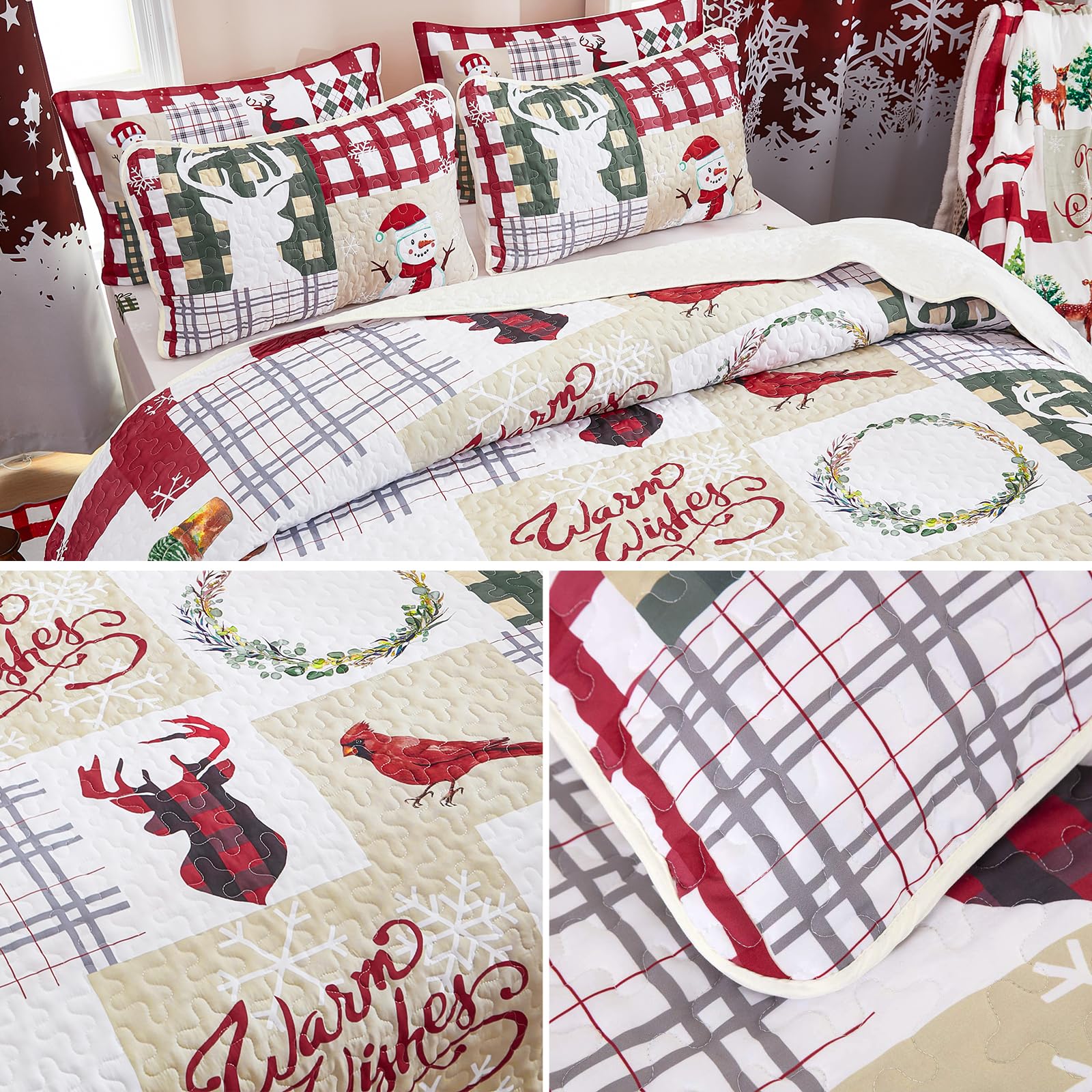 WONGS BEDDING full bed in a holiday-styled room showing how the quilt brightens decor