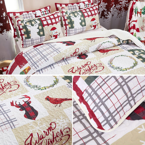 WONGS BEDDING full bed in a holiday-styled room showing how the quilt brightens decor