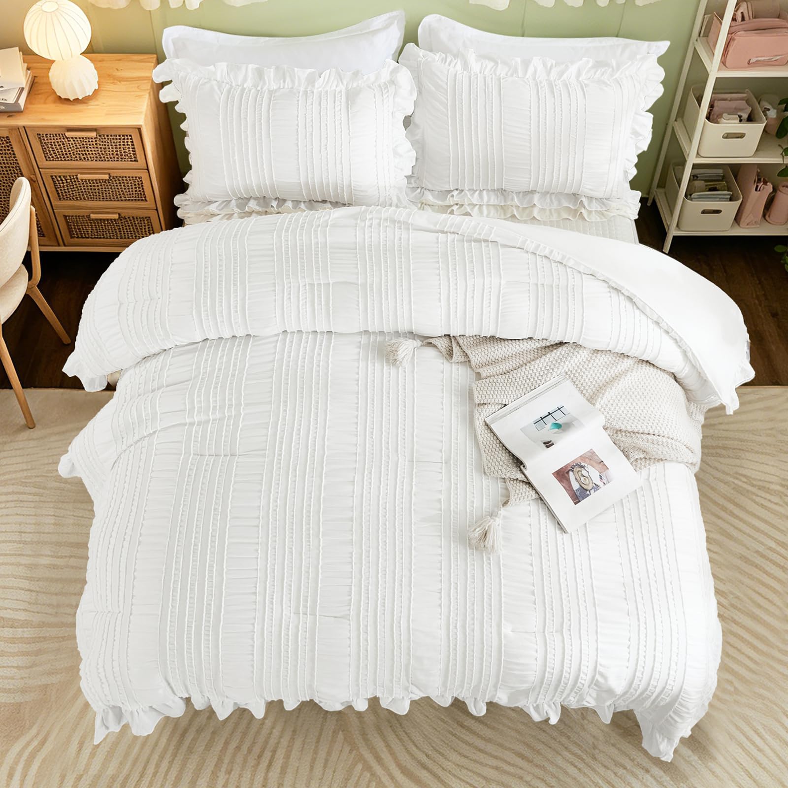 WONGS BEDDING comforter laid in sun to show fluff restoration and loft recovery