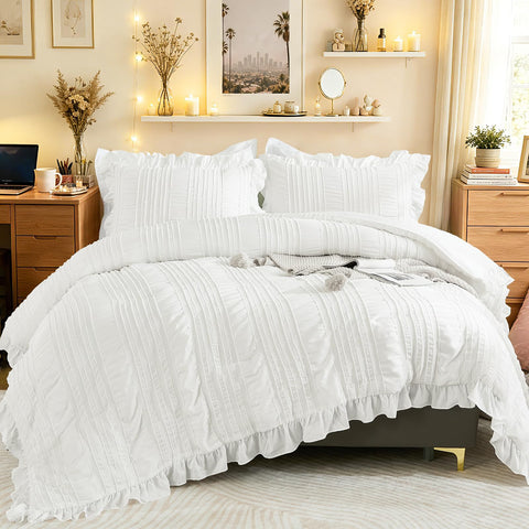 WONGS BEDDING tufted ruffle detail showing decorative stitching and farmhouse charm