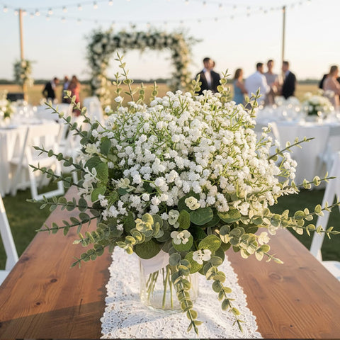 WONICE styled wedding bouquet with eucalyptus adding volume and texture