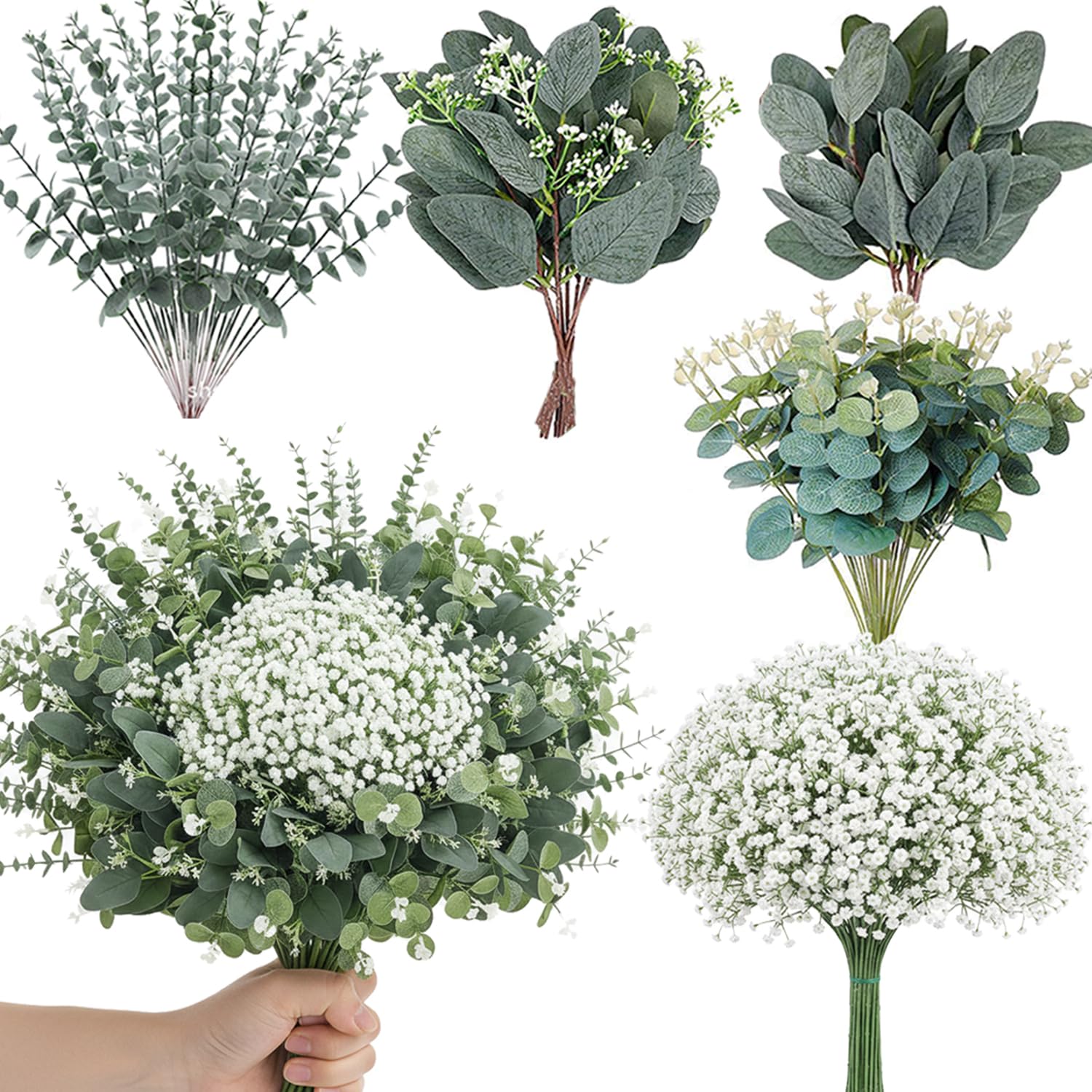 WONICE front packaging showing 120 eucalyptus stems and variety, ready for events
