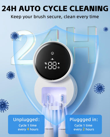 WONICO holding an electric toothbrush showing compatibility with common brush brands benefit