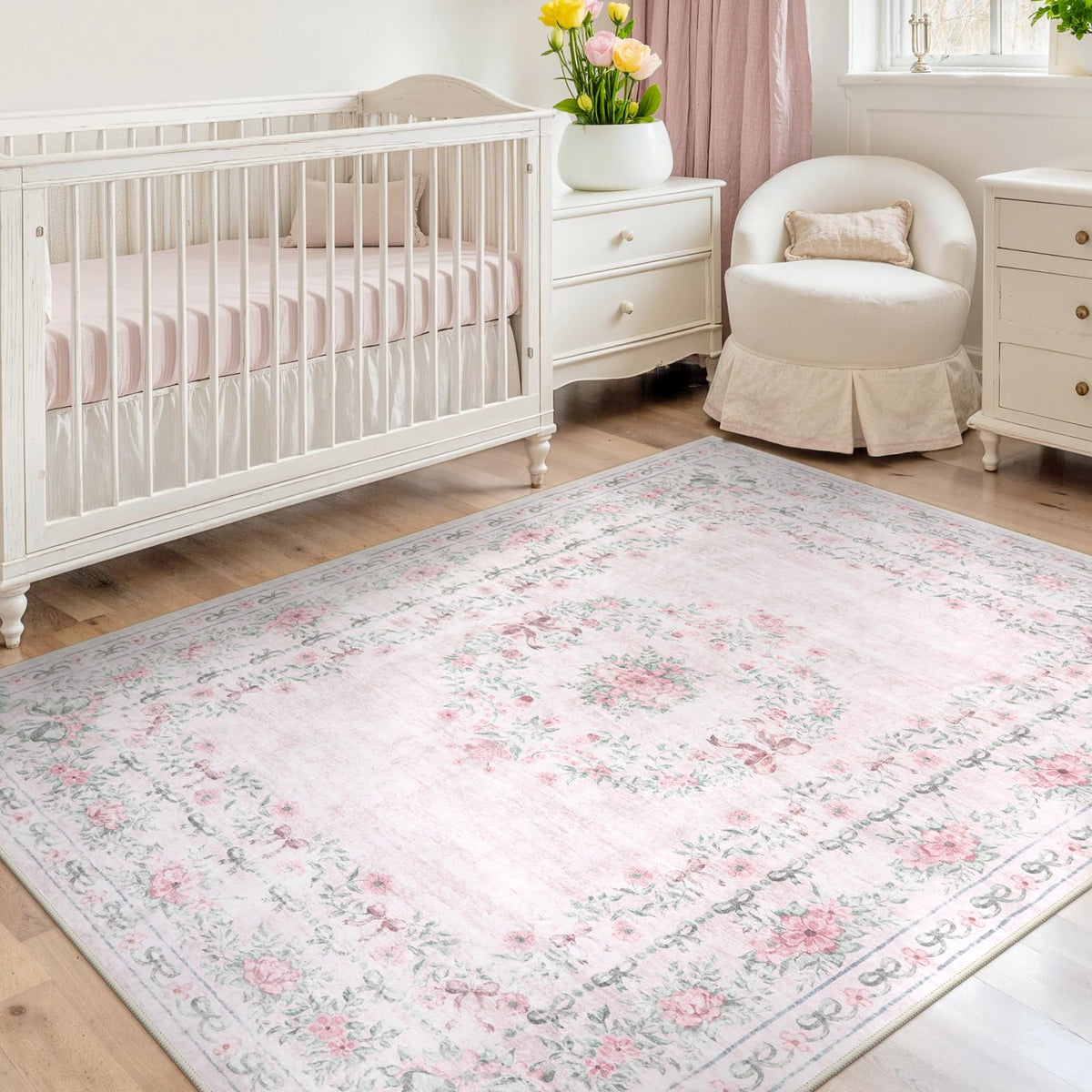 Wonnitar front view showing bow floral pattern and soft pink tone, adds charm