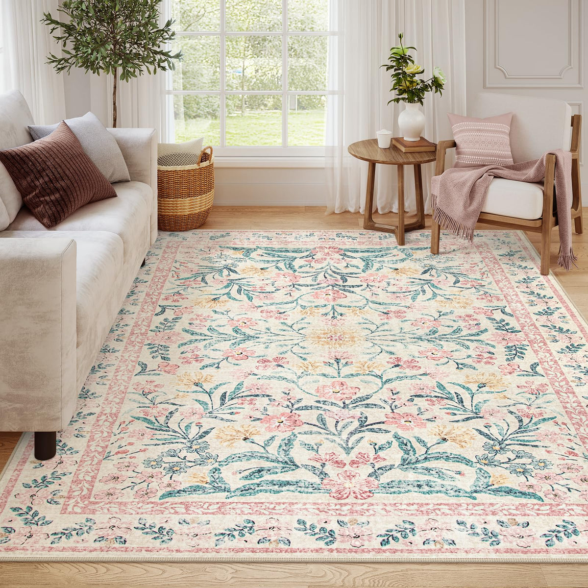 Wonnitar front view showing boho pink floral design and cozy appeal