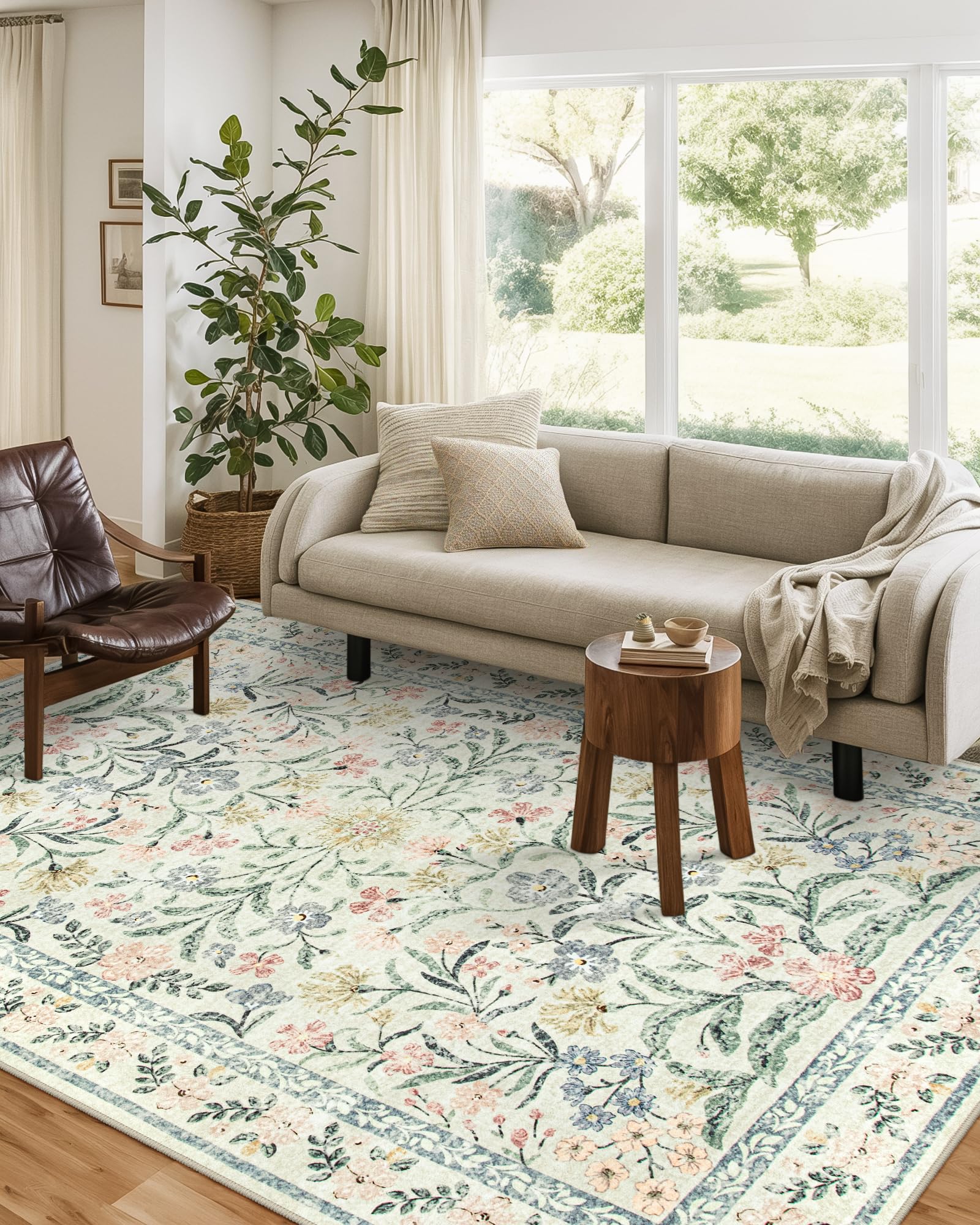 Wonnitar rug under dining table showing scale and space-saving fit