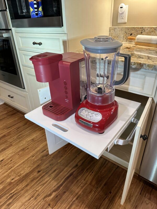 WOOD TECHNOLOGY shelf with mixer in use showing stable support and ergonomic reach