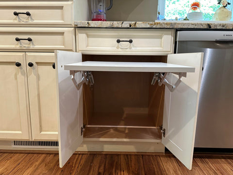 WOOD TECHNOLOGY soft-close action demo showing gentle lowering and cabinet protection