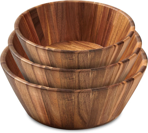 Woodenhouse front view of three-piece bowl set showing rustic appeal and versatile serving