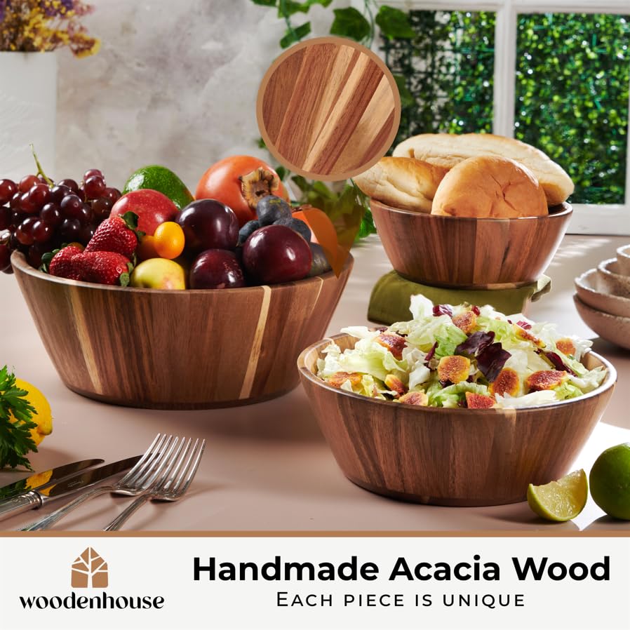 Woodenhouse 12-inch bowl top view highlighting size and generous salad capacity