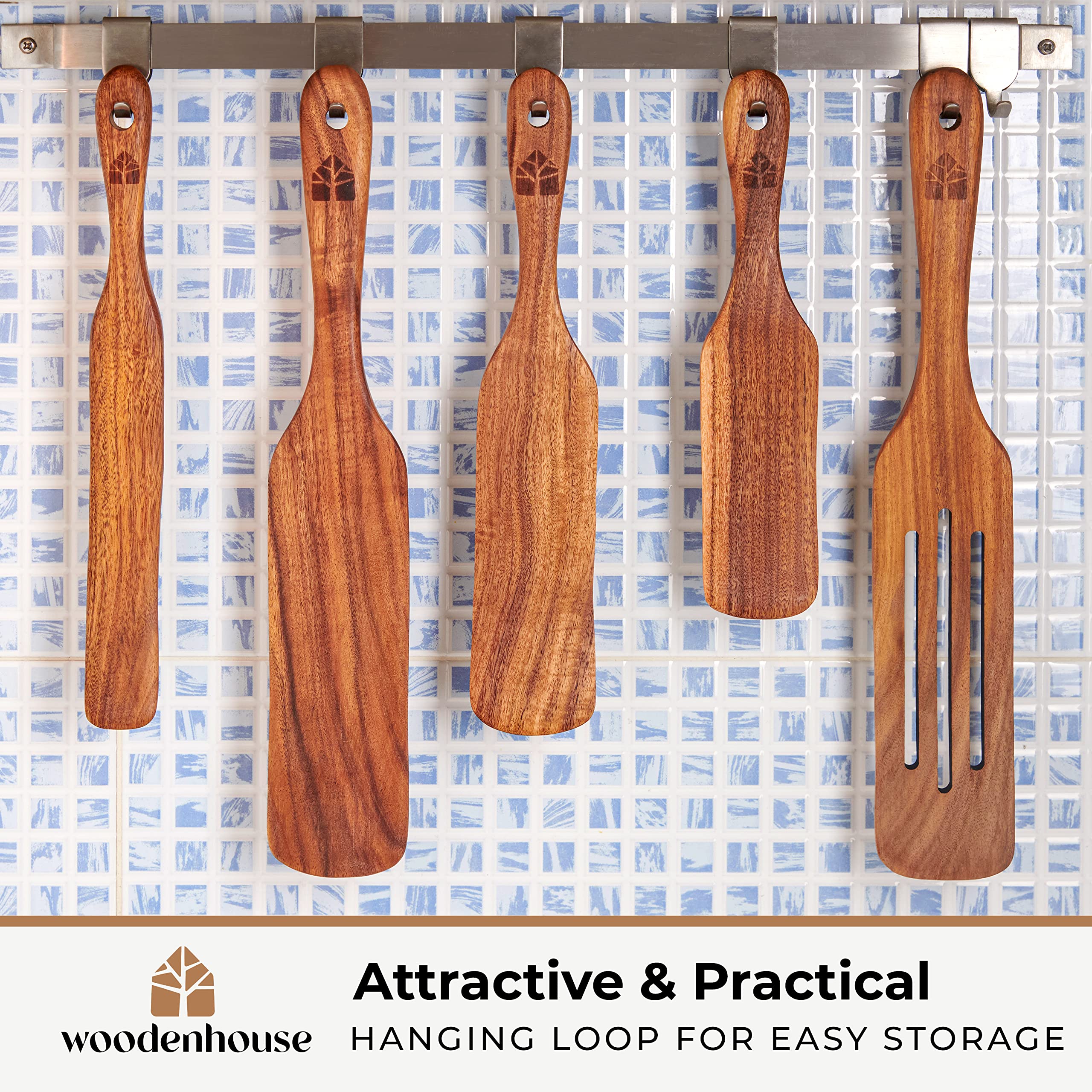 Woodenhouse spurtle stirring in pot demonstrating scratch-free cookware protection