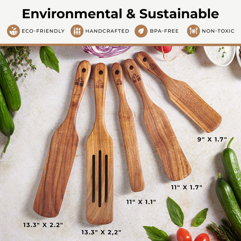 Woodenhouse spurtle beside ruler to show scale and ergonomic handling benefit