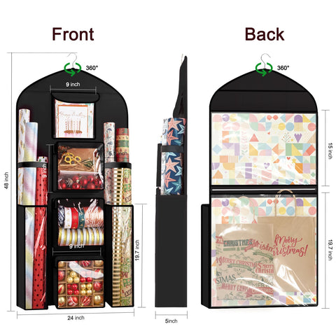 Woodoulogy side view of tall tube pockets holding multiple wrapping rolls securely