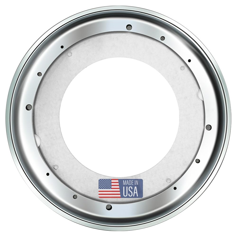 Woodpeckers front view of 12 inch turntable hardware showing shape and mounting holes for easy installation