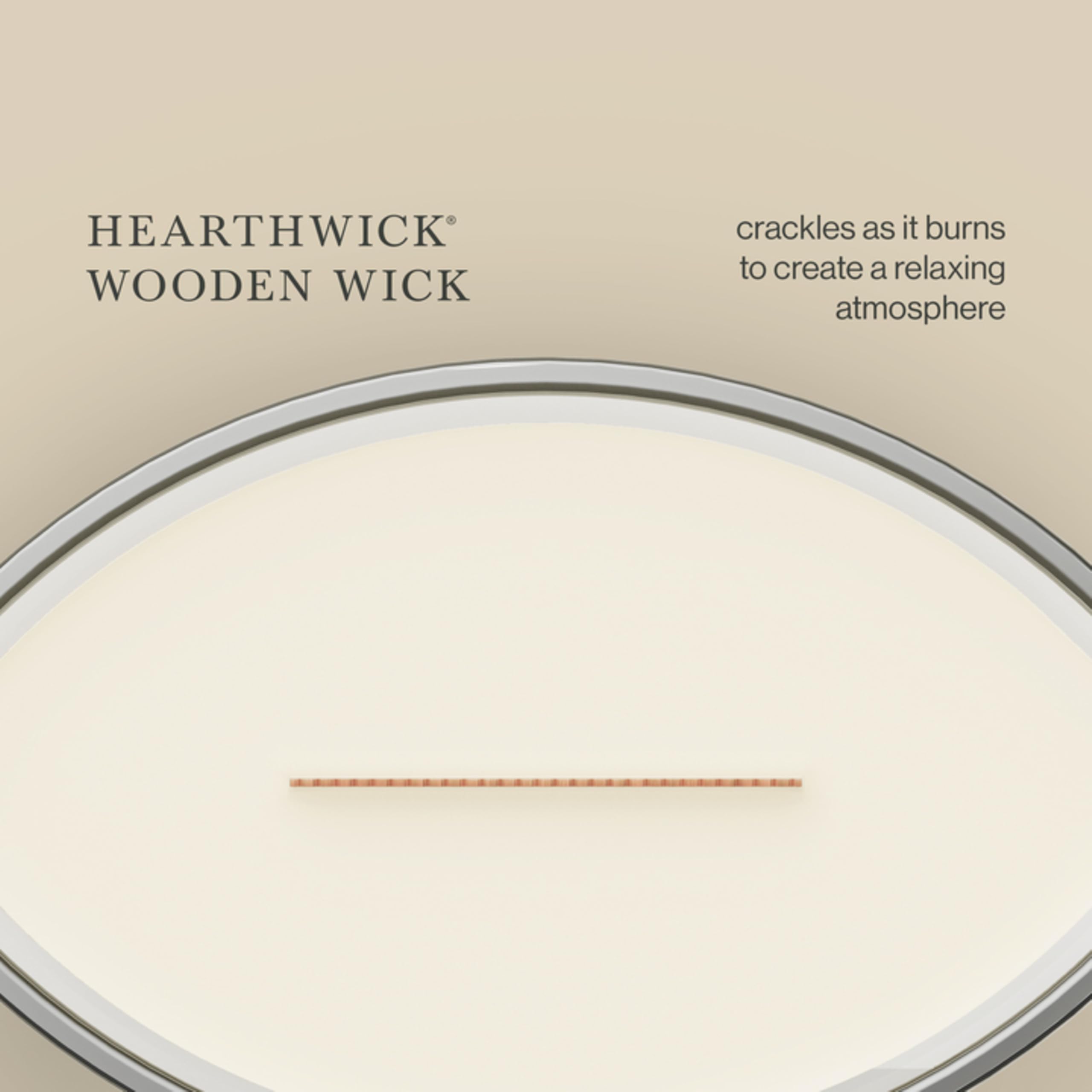WoodWick(ウッドウィック) candle staged in living room offering cozy, fragrant atmosphere