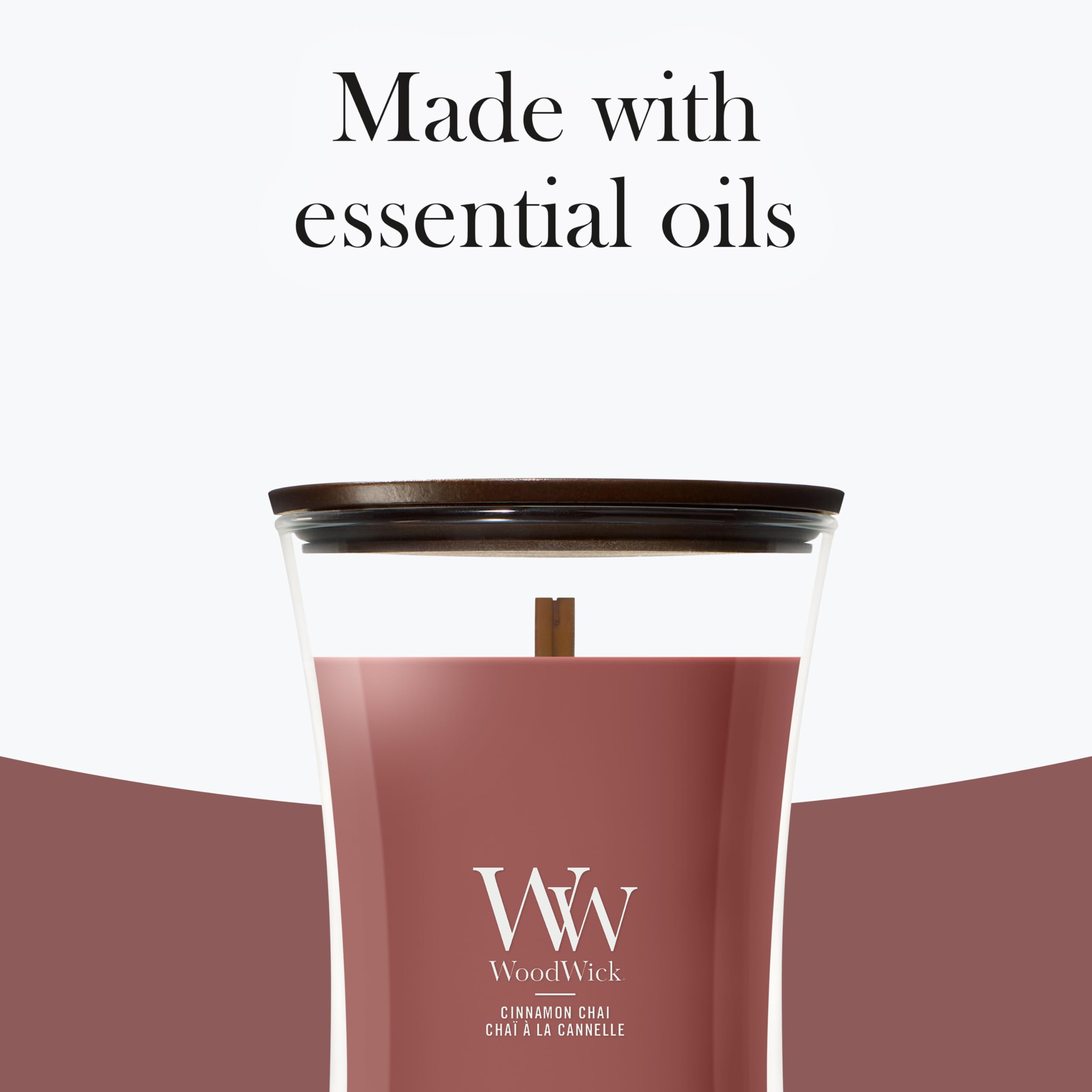 WoodWick(ウッドウィック) product label and scent notes emphasizing spice blend quality