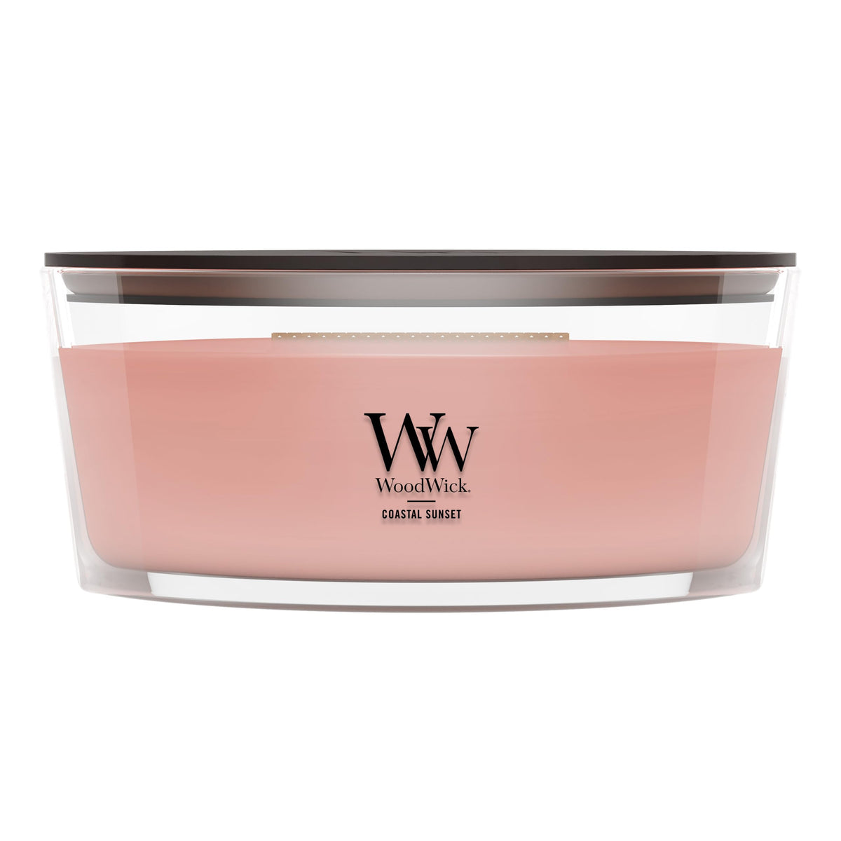 WoodWick(ウッドウィック) front ellipse candle showing coastal scent and elegant shape