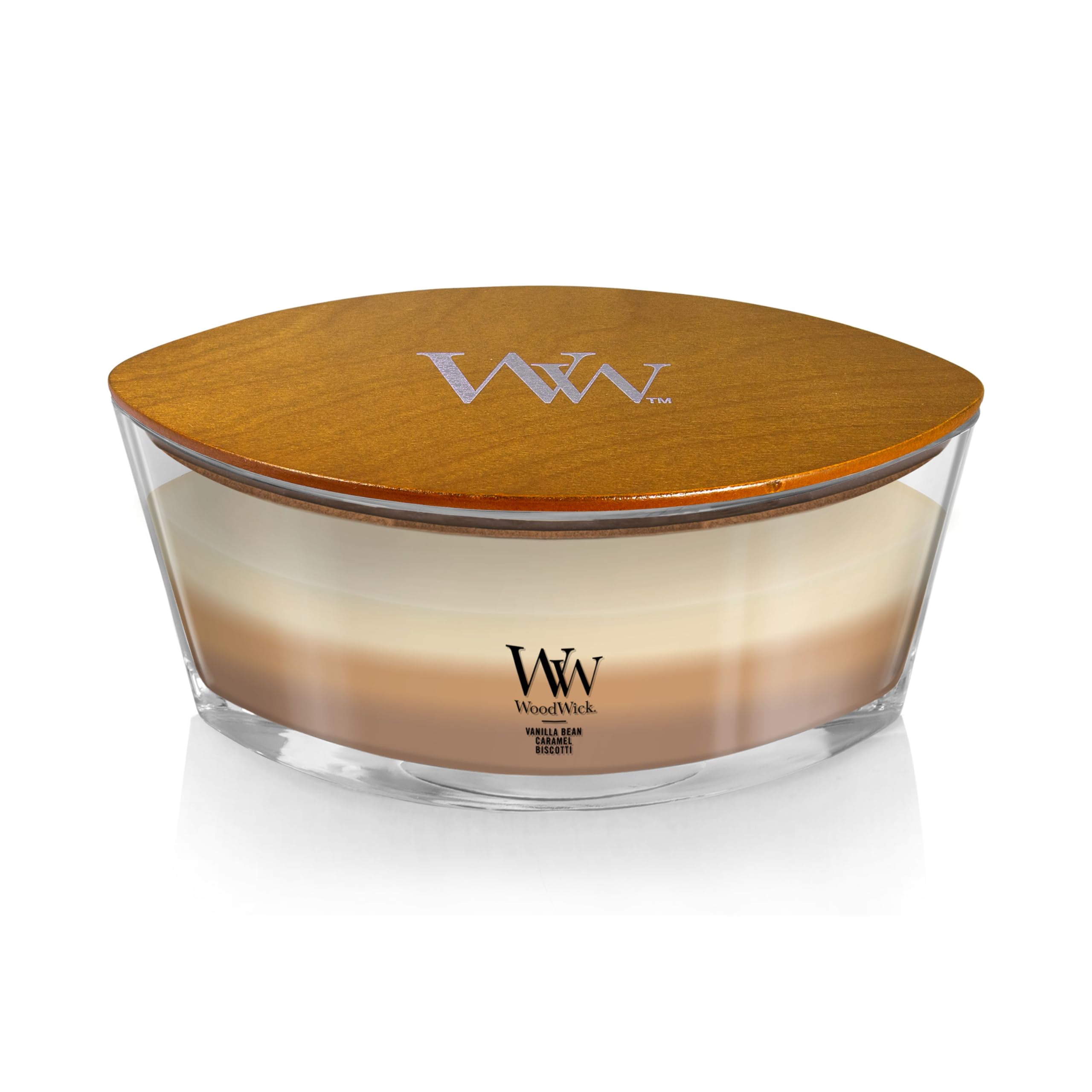WoodWick top-down wax pool view highlighting broad melt and stronger scent