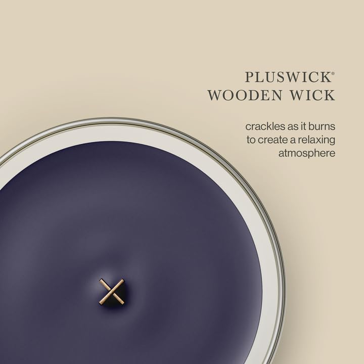 WoodWick label detail showing Evening Luxe scent names and clear ingredient presentation