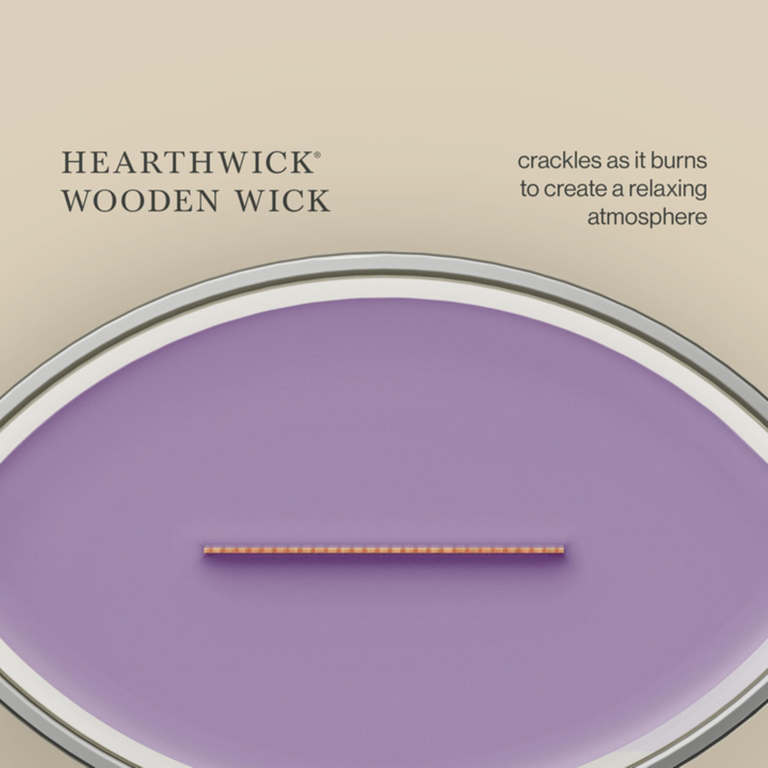WoodWick product label close-up showing fragrance names and ingredient clarity benefit