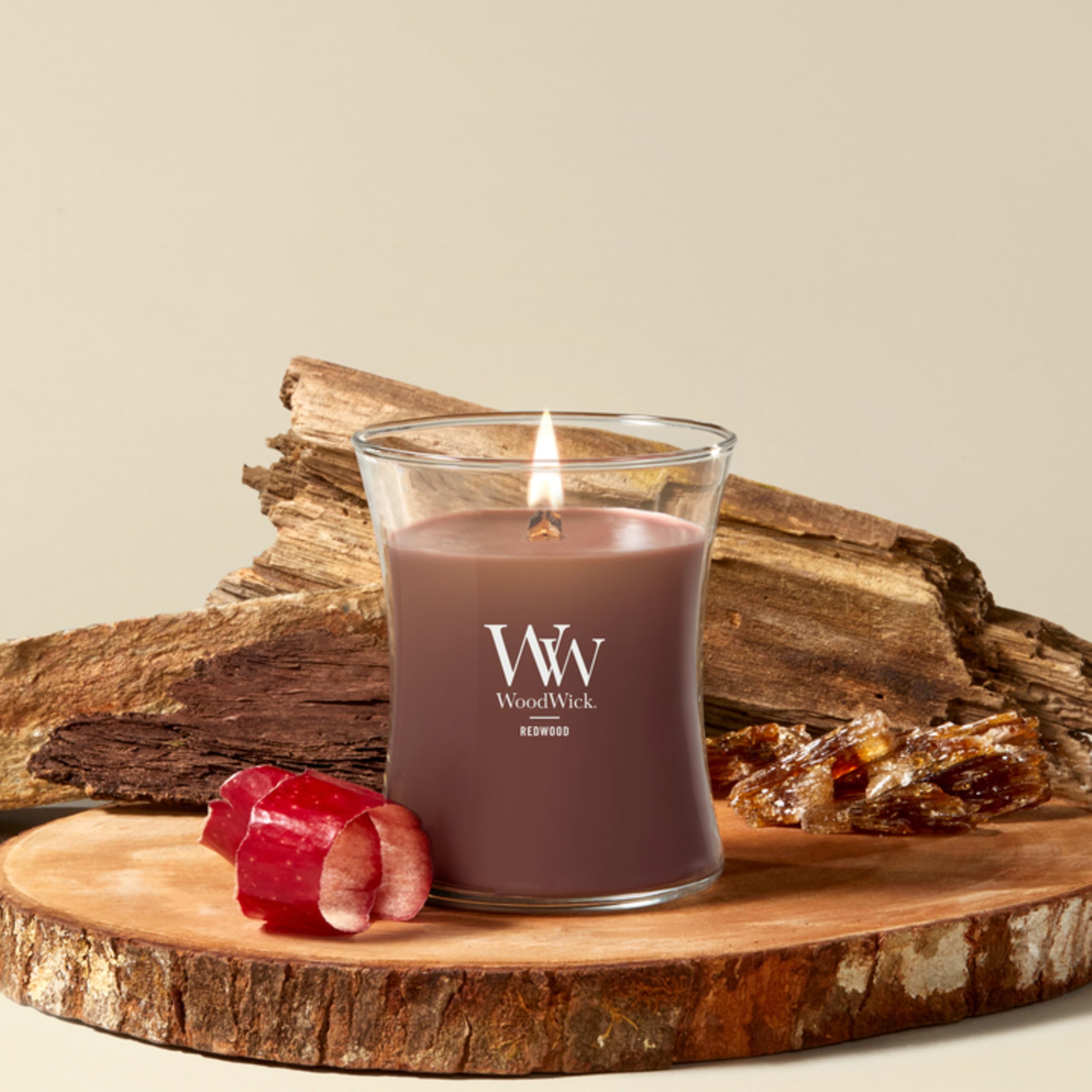 WoodWick close-up of wooden wick highlighting crackling wick benefit