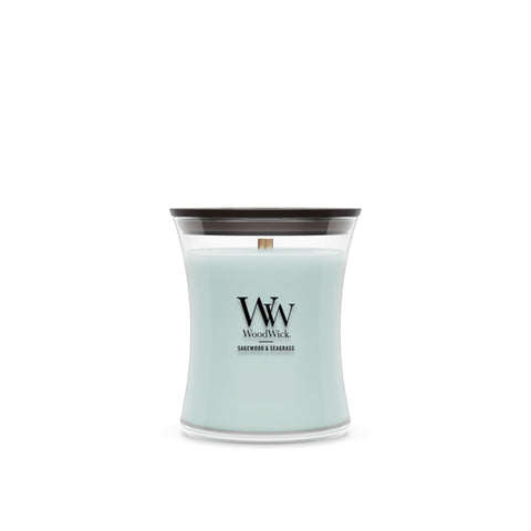 WoodWick(ウッドウィック) front packaging showing scent and hourglass, inviting ambiance