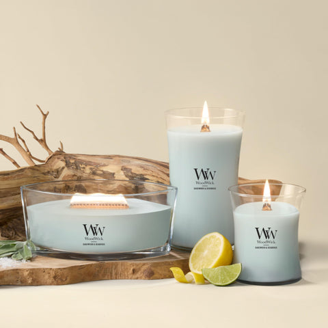 WoodWick wax surface and subtle color close-up indicating refined blend and depth