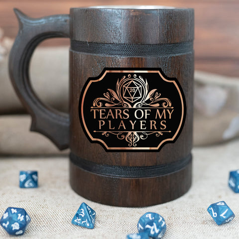 WoodwithMood mug on gaming table showing themed atmosphere benefit for DnD nights