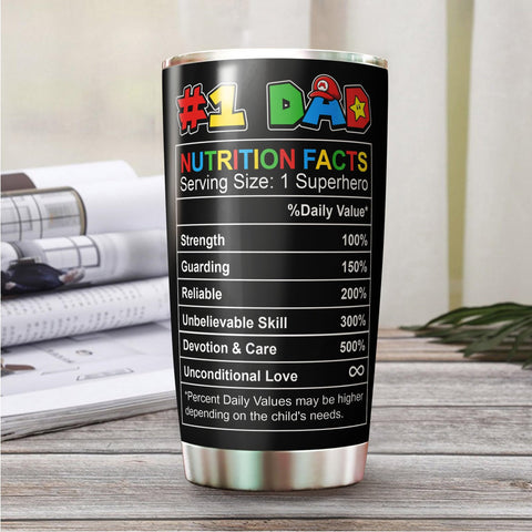 WOOKOO Dad tumbler next to a phone for 20 oz capacity scale