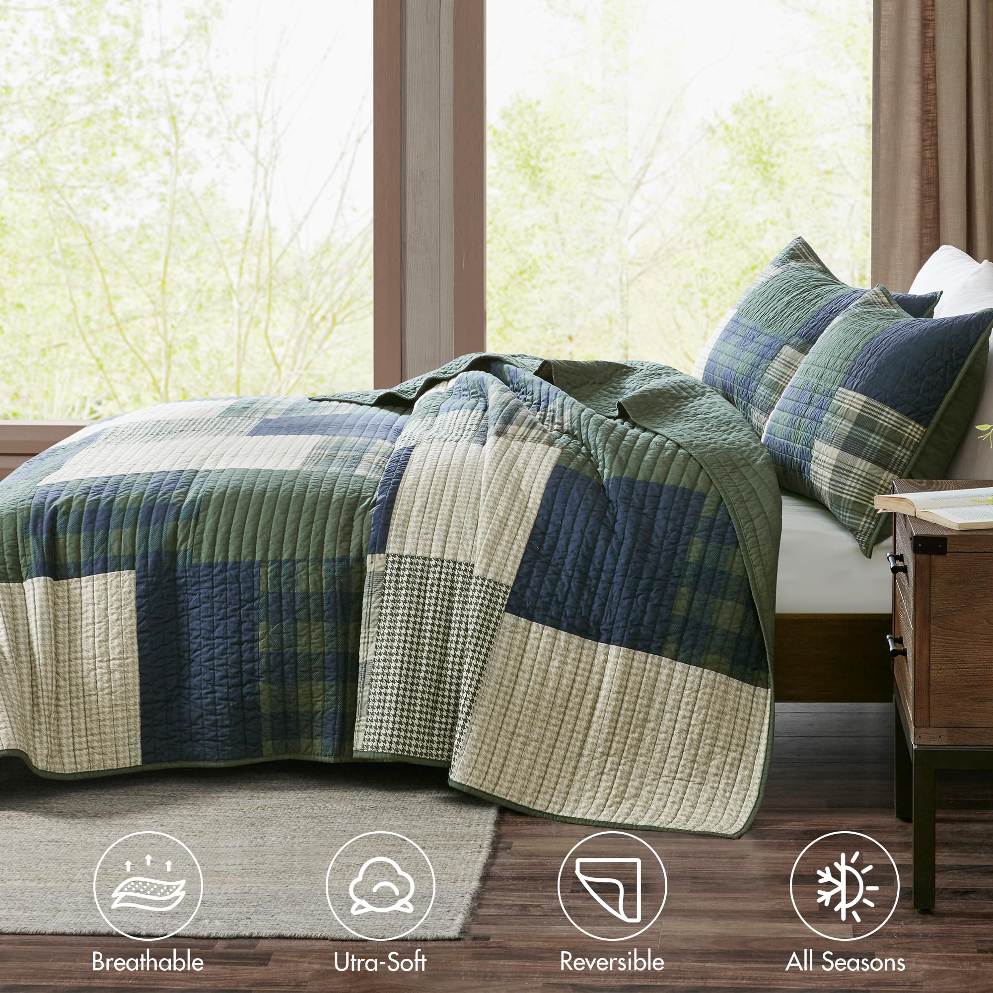 Woolrich fabric texture of Mill Creek quilt, displays soft breathable cotton for comfort