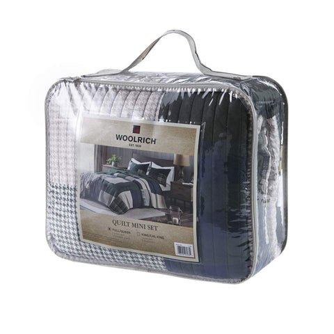 Woolrich Mill Creek folded stack for storage, highlights easy care and compact storage