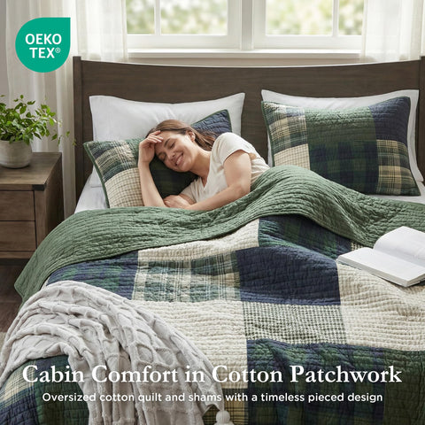 Woolrich Mill Creek reversed solid side displayed, offers calm minimalist bedding option