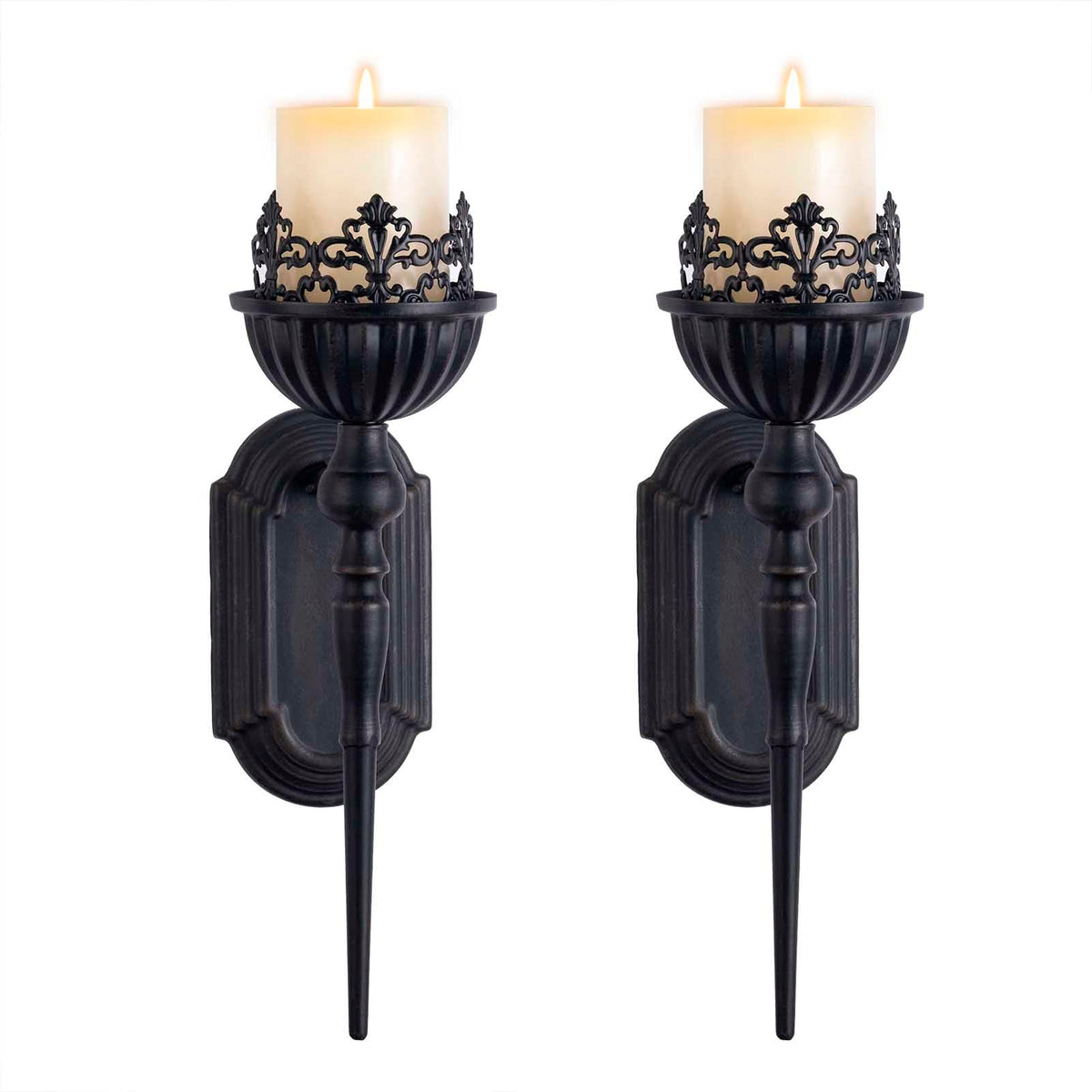 WOPARTY front view of Gothic wall sconce showing bold crown shape and instant drama