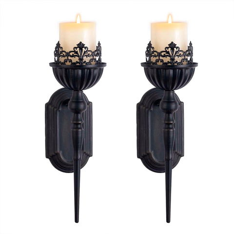 WOPARTY front view of Gothic wall sconce showing bold crown shape and instant drama