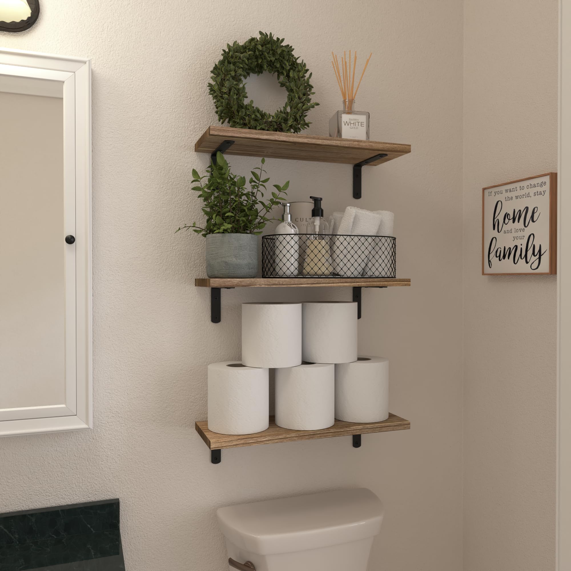 WOPITUES visible L-shaped metal bracket under shelf demonstrating sturdy concealed support