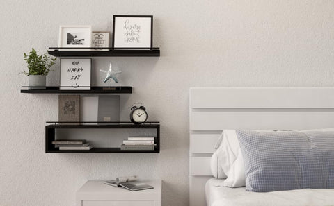 WOPITUES shelves installed above toilet showing scale and space-saving