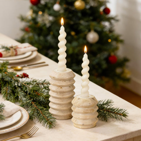 WORHE wedding centerpiece styling with travertine holders for event decor