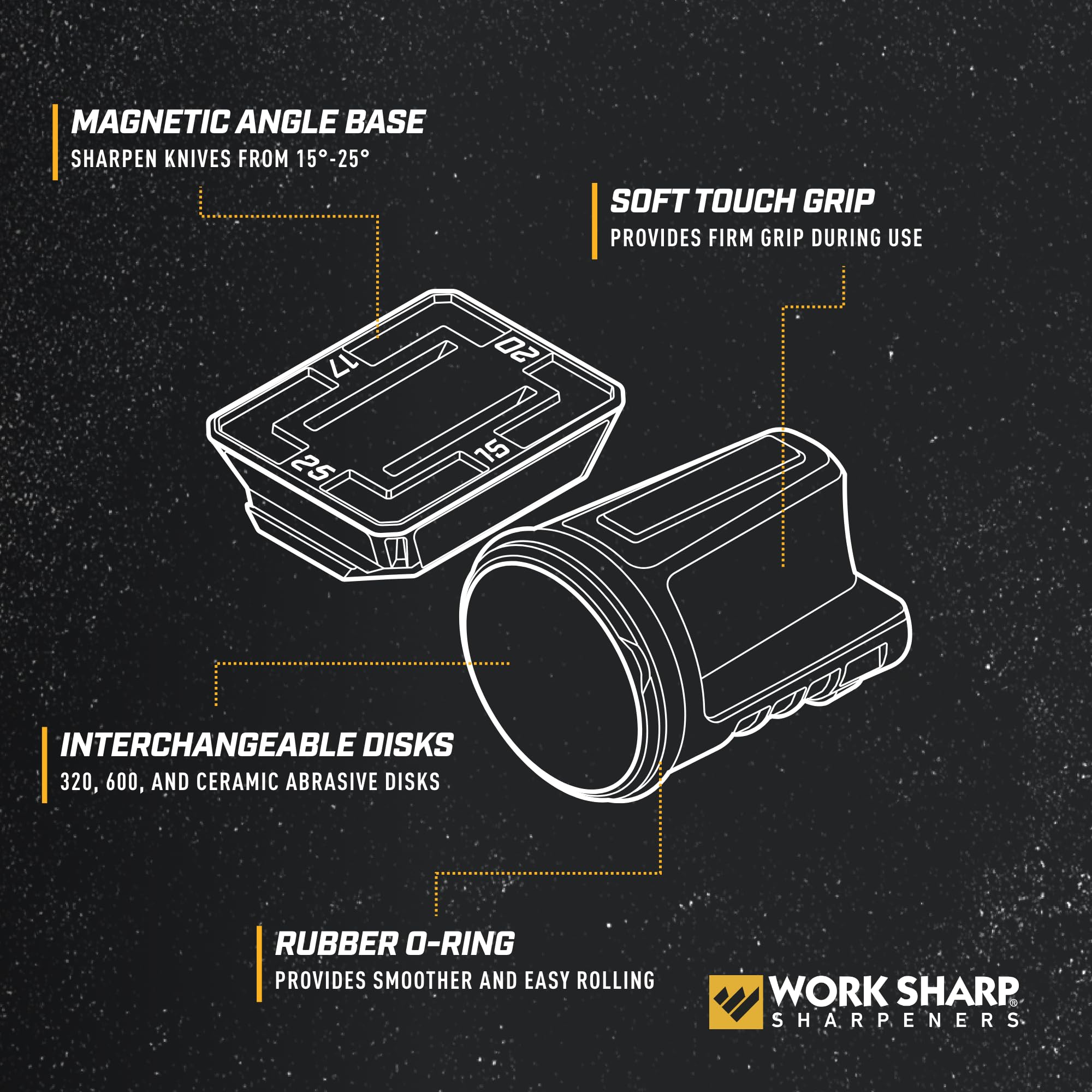 WORK SHARP 320-grit diamond detail for fast material removal