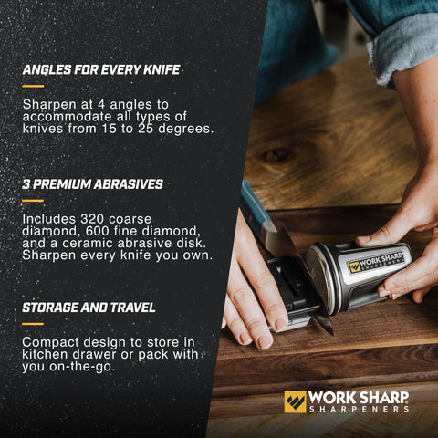 WORK SHARP 600-grit diamond detail for edge refinement