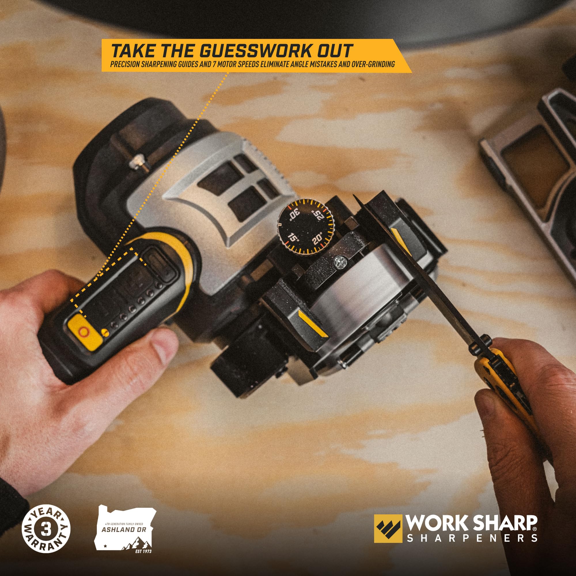 WORK SHARP angle guide detail delivering repeatable edge geometry benefit