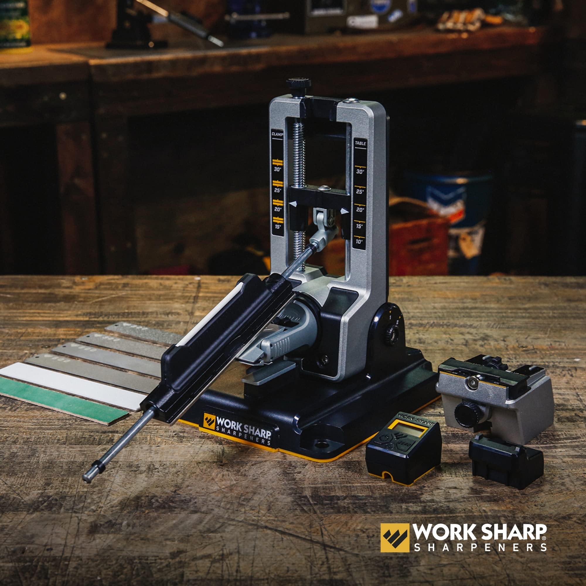 Work Sharp digital angle indicator close-up for precise angle control