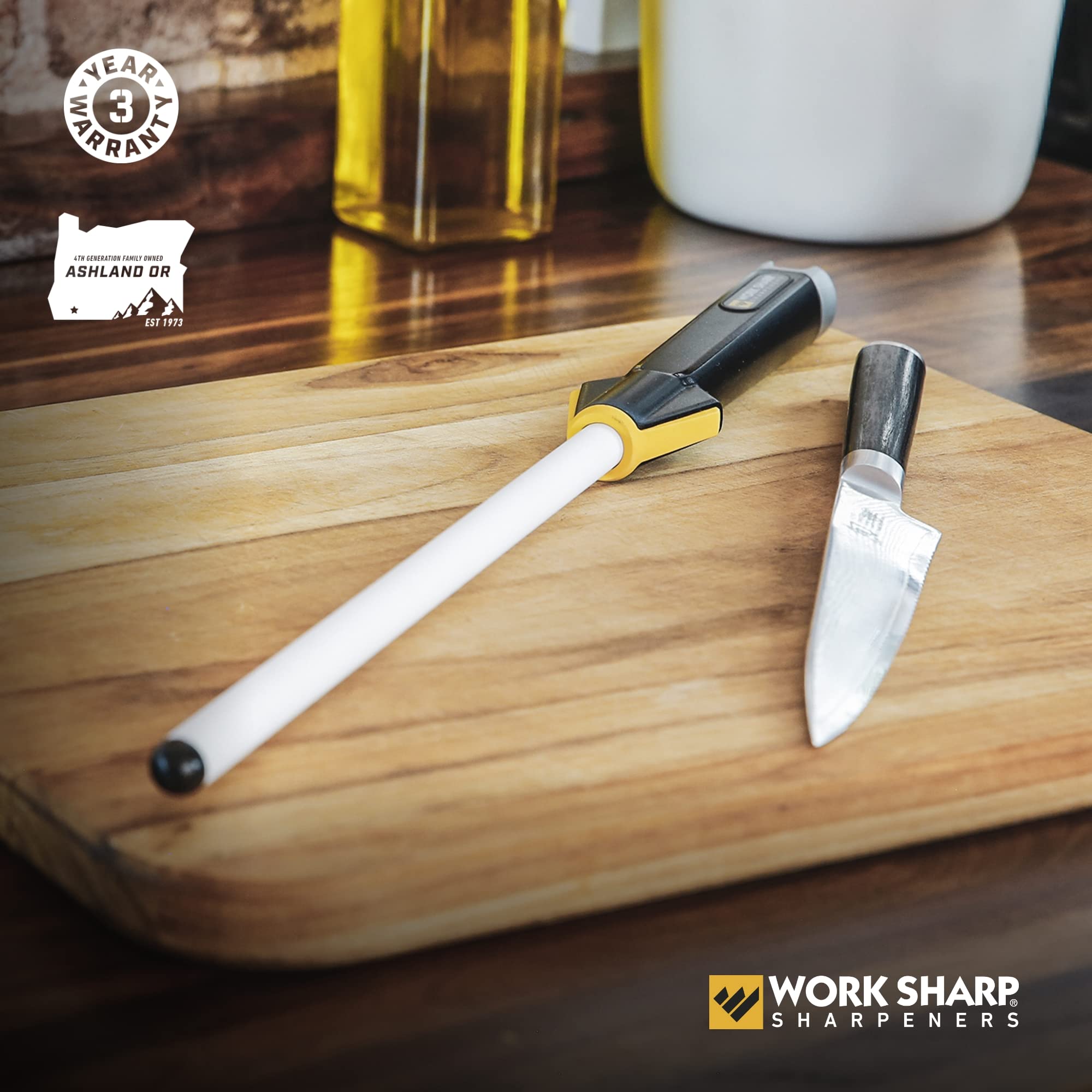 Work Sharp close-up of ceramic rod texture for precise edge refinement