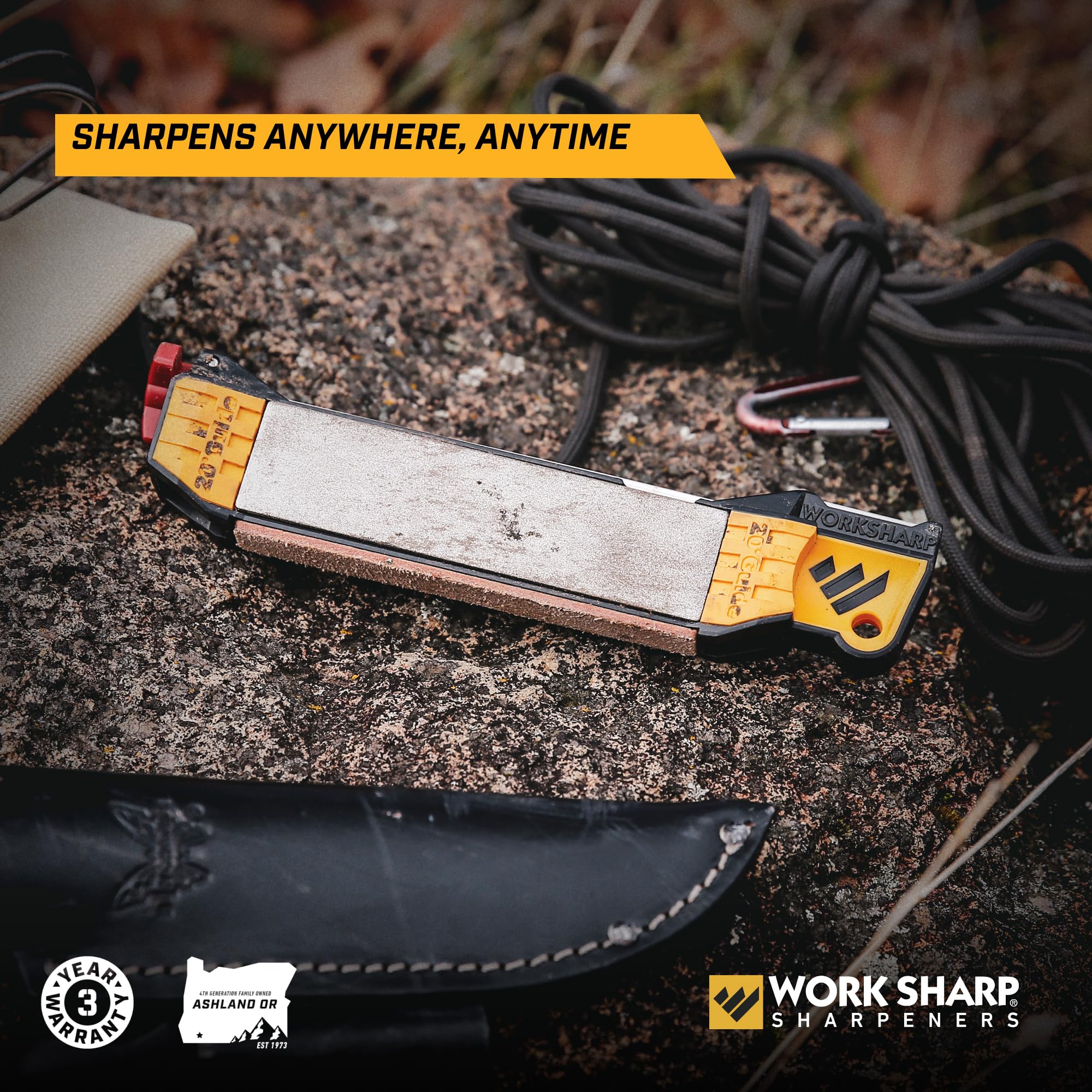 Work Sharp diamond plate close-up showing fast metal removal benefit