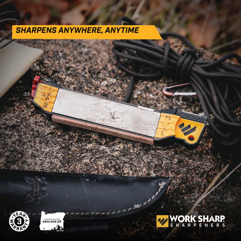 Work Sharp diamond plate close-up showing fast metal removal benefit