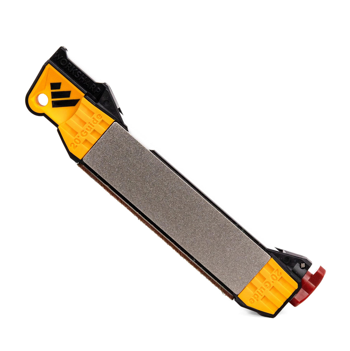 Work Sharp front packaging showing compact field sharpener benefits
