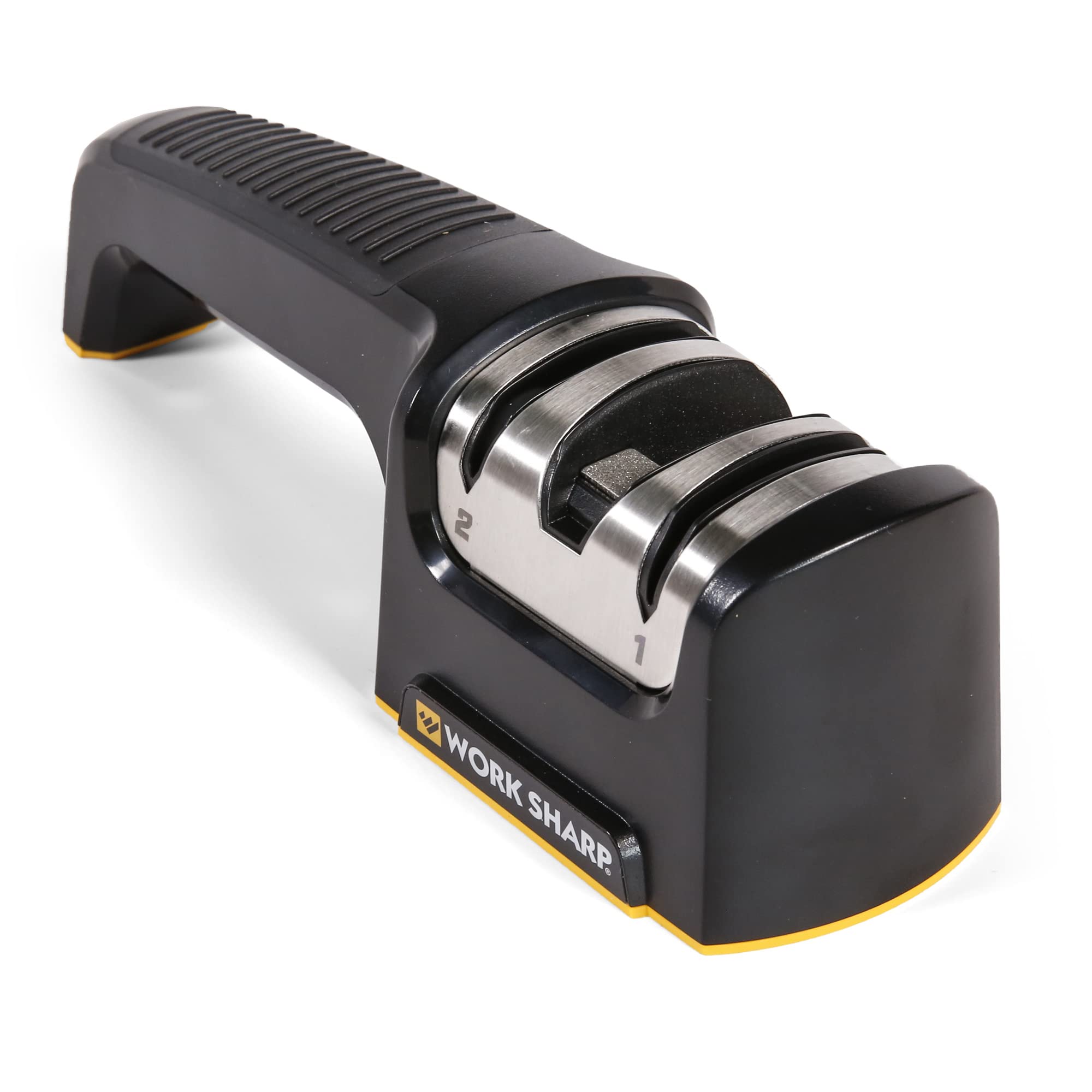 WORK SHARP front view showing compact design and two-stage slots for fast sharpening